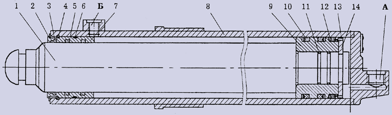 Гидроцилиндр Ц22А.000 вывешивания крана (гидроопора) - устройство и принцип работы