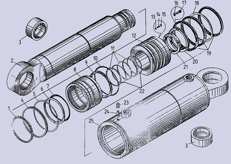 Гидроцилиндр подъема стрелы автокрана Ц51.000 (КС-4572А.63.400-01-1) - сборочный чертеж