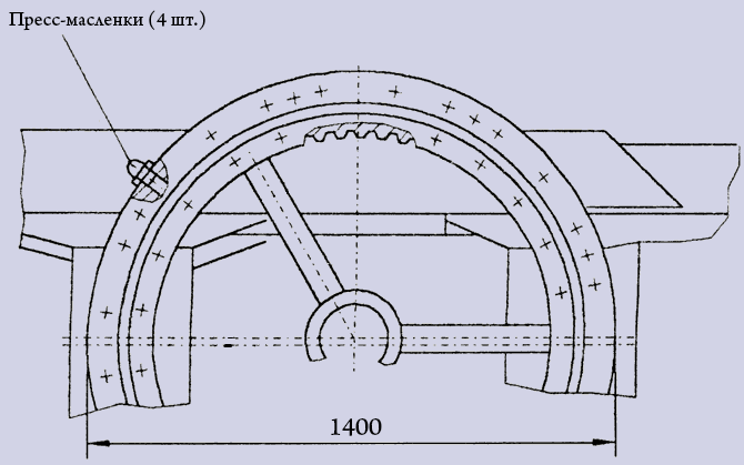 Опорно-поворотное устройство ОПУ 1400 мм для автокранов - структурный чертеж