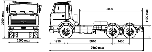 Габаритные размеры шасси МАЗ-630303
