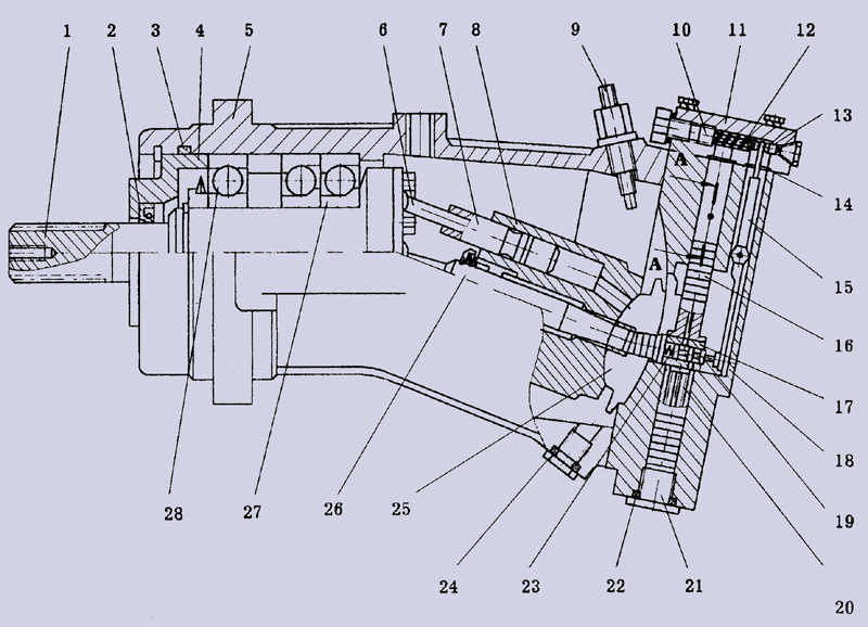 Гидромотор аксиально-поршневой регулируемый - структурный чертеж